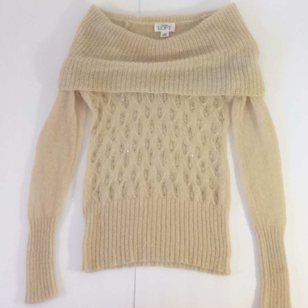 ANNE TAYLOR LOFT Mohair beaded bodice sweater